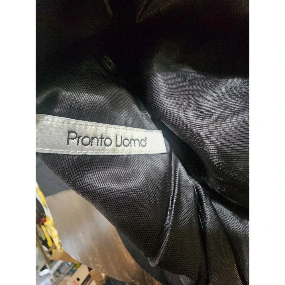 Pronto Uomo Men's Suit Jacket 43L Black 2 Button Wool Sport Coat‎ Blazer